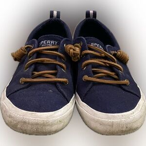 Sperry Dark Blue Shoes with Tan Laces